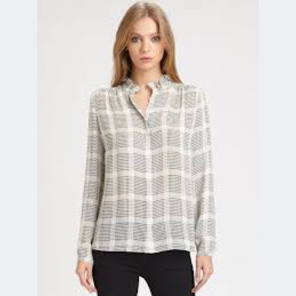 Jeunesse | 100% silk blouse | ruffle collar | M